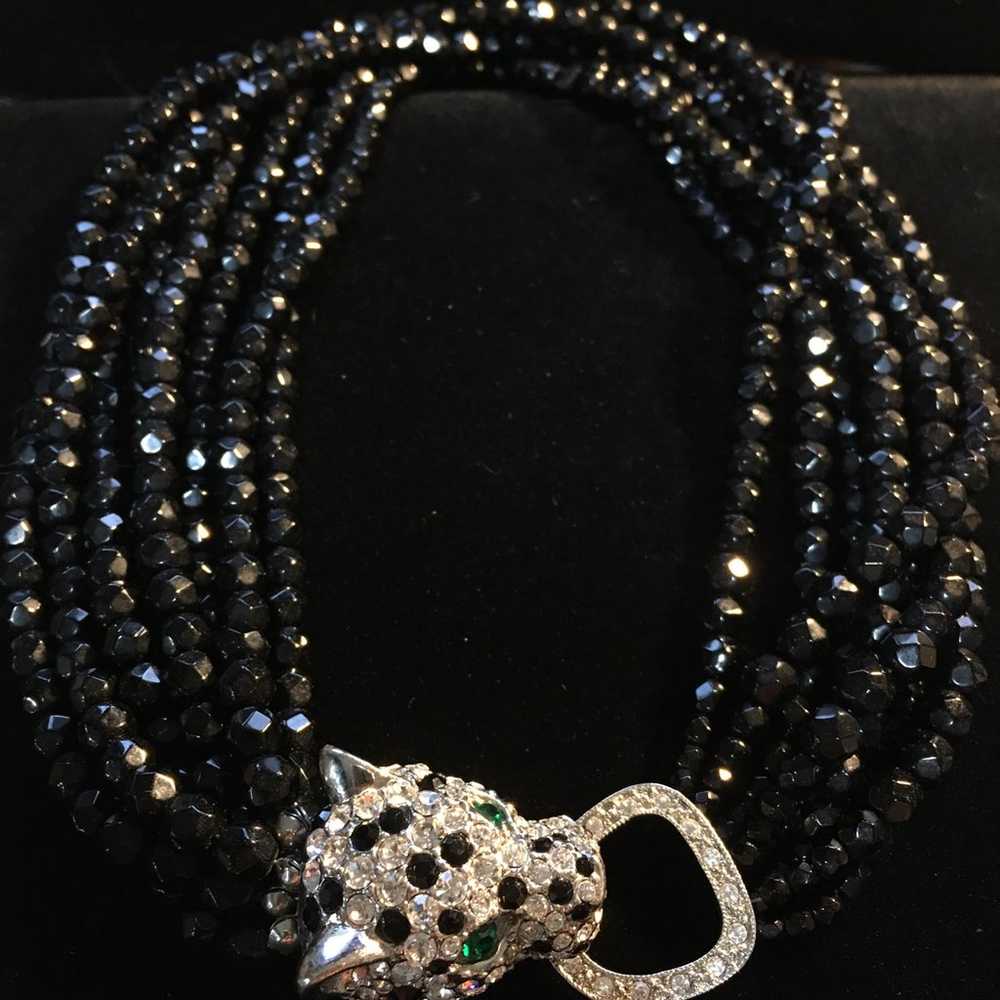 KJL for Avon Leopard head black torsade necklace - image 2