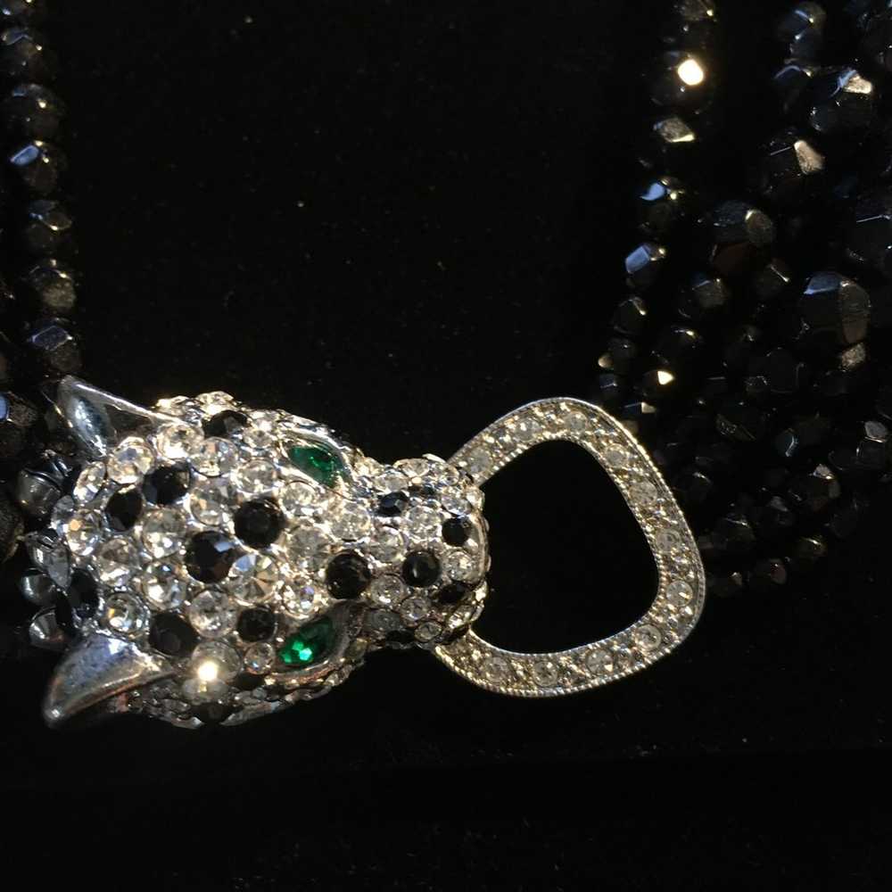 KJL for Avon Leopard head black torsade necklace - image 3