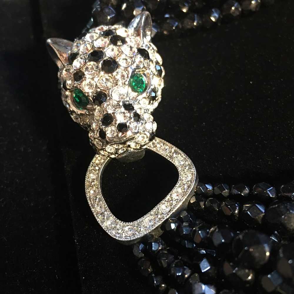 KJL for Avon Leopard head black torsade necklace - image 4