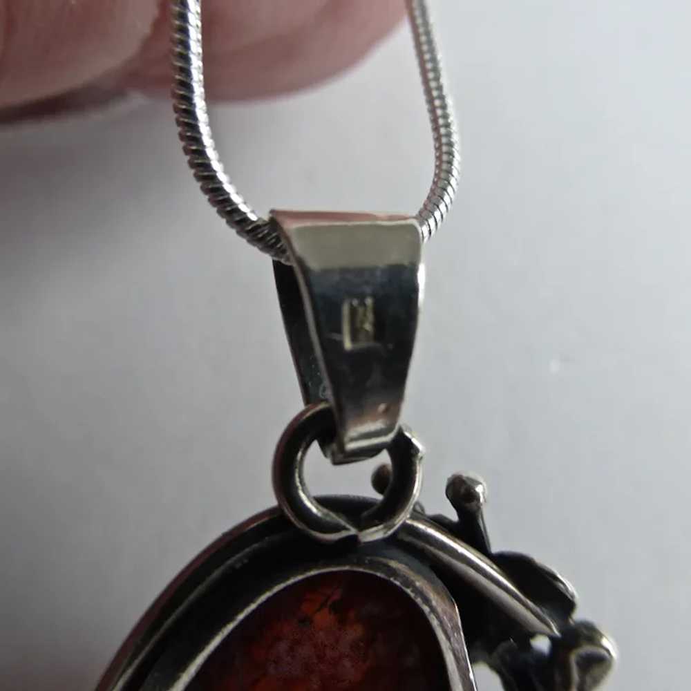 Sterling Silver Amber Pear Shaped Pendant Necklac… - image 11