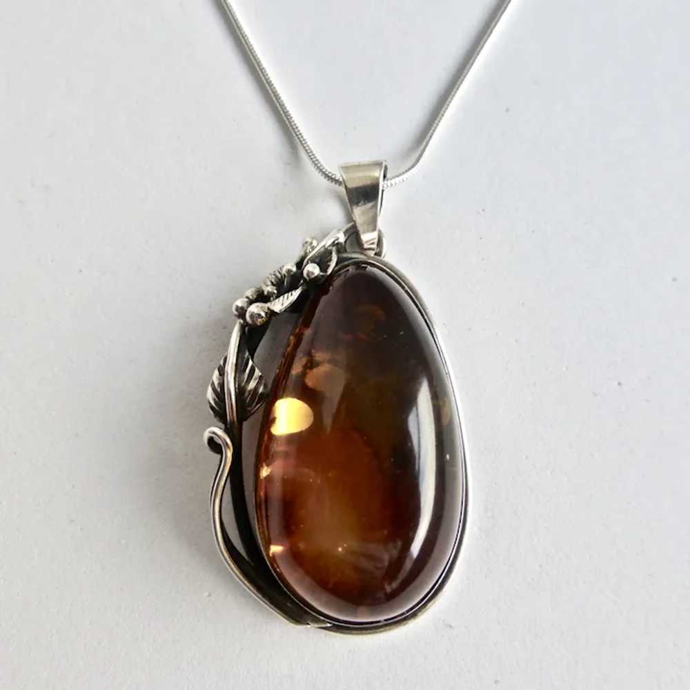 Sterling Silver Amber Pear Shaped Pendant Necklac… - image 12