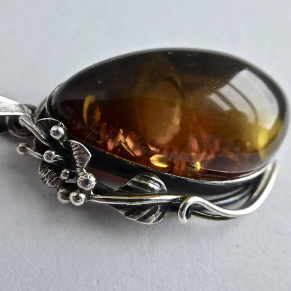 Sterling Silver Amber Pear Shaped Pendant Necklac… - image 5