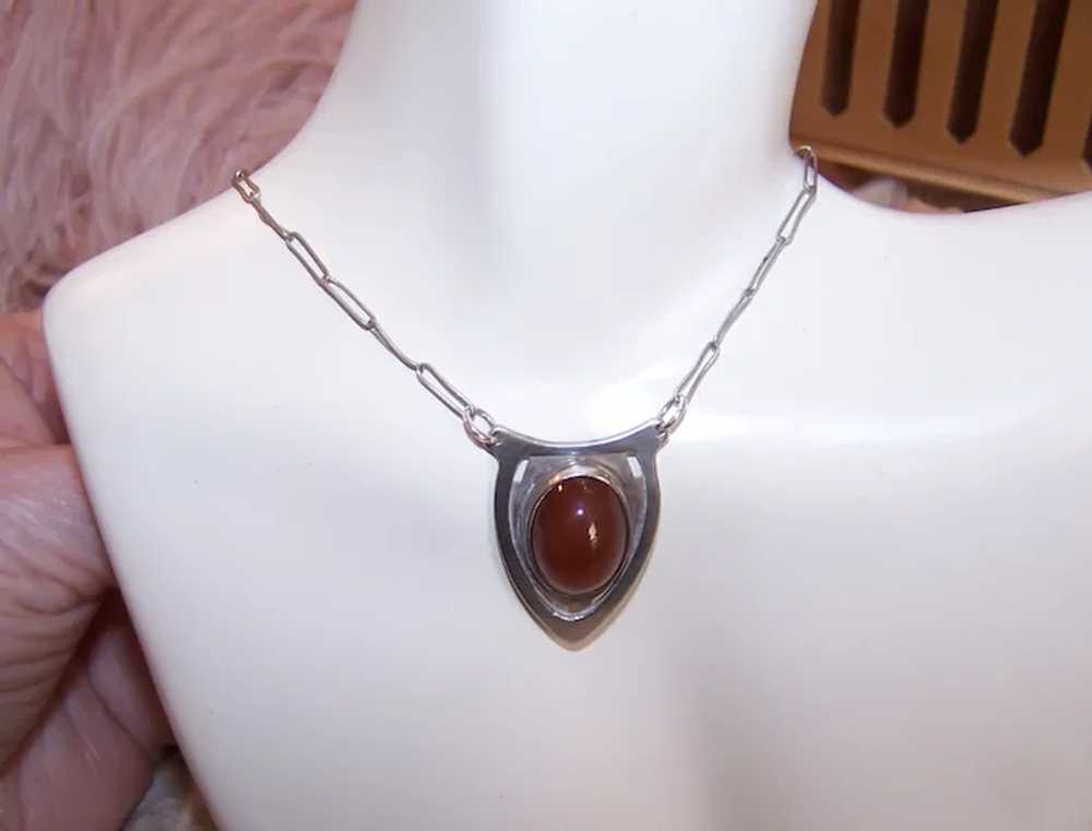 Kalo Sterling Silver Carnelian Pendant Necklace -… - image 3