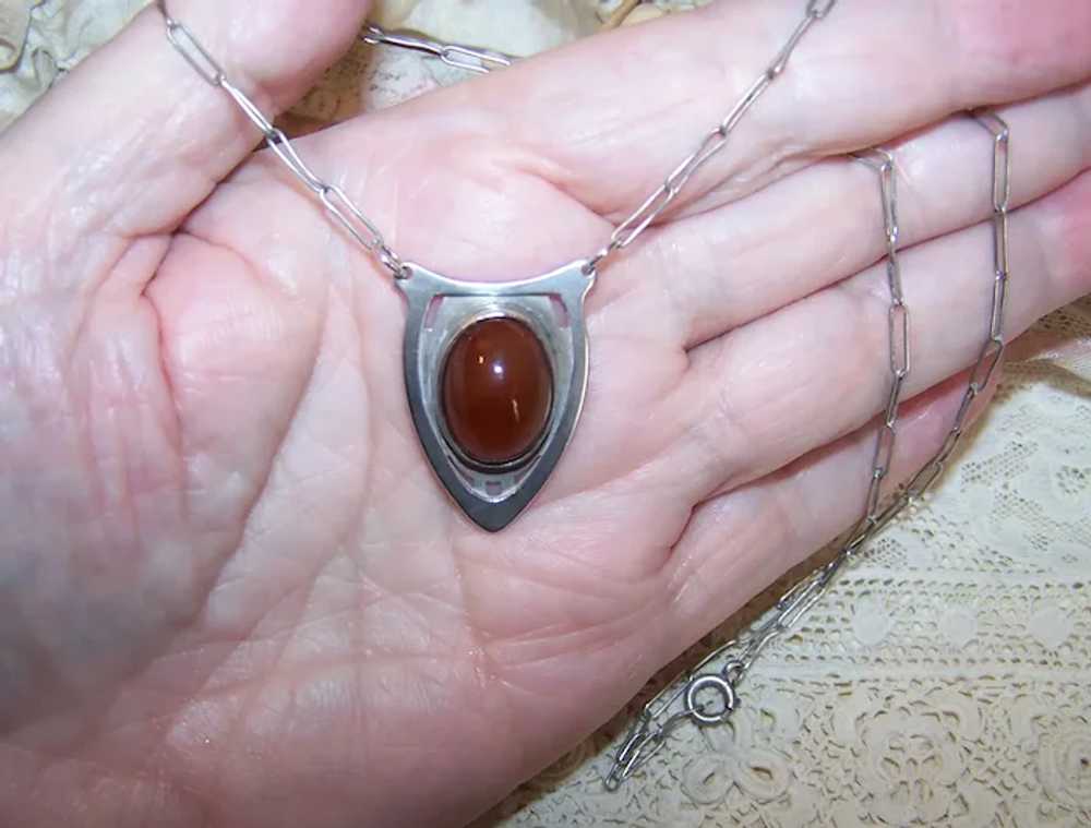 Kalo Sterling Silver Carnelian Pendant Necklace -… - image 5