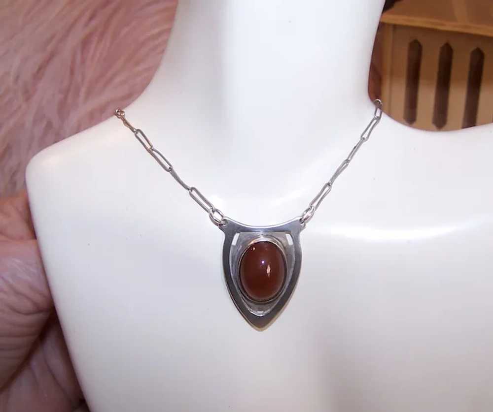 Kalo Sterling Silver Carnelian Pendant Necklace -… - image 6