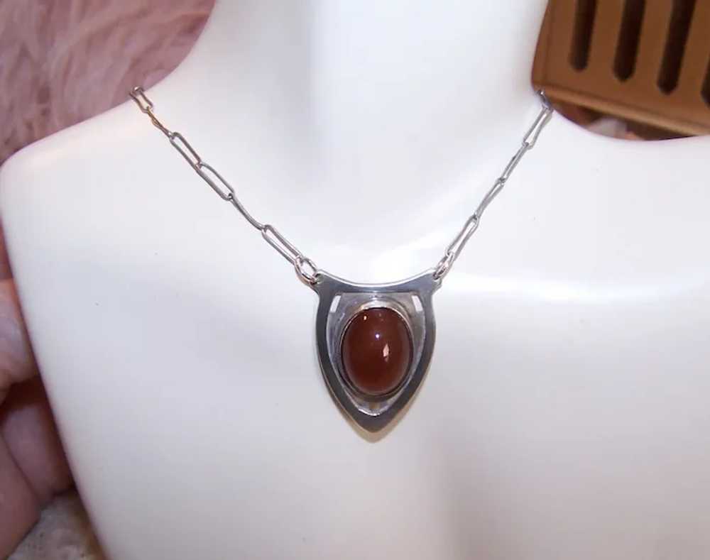 Kalo Sterling Silver Carnelian Pendant Necklace -… - image 7