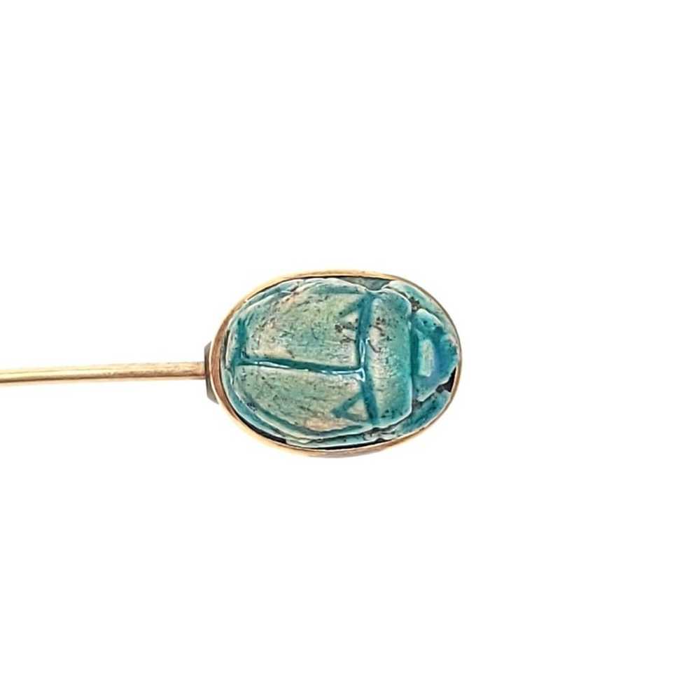 Stick Pin Vintage 14K Gold Victorian Egyptian Rev… - image 3