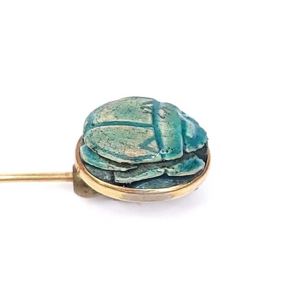 Stick Pin Vintage 14K Gold Victorian Egyptian Rev… - image 7