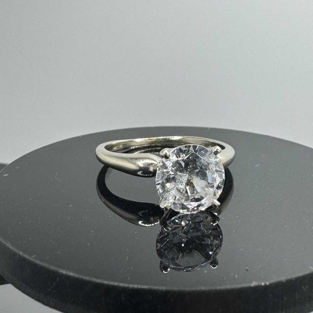 Solid 14k White Gold Ring with Moissanite or CZ /… - image 1