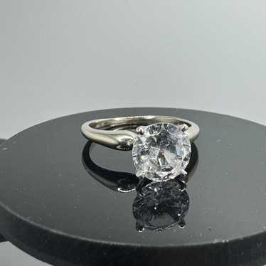 Solid 14k White Gold Ring with Moissanite or CZ /… - image 1