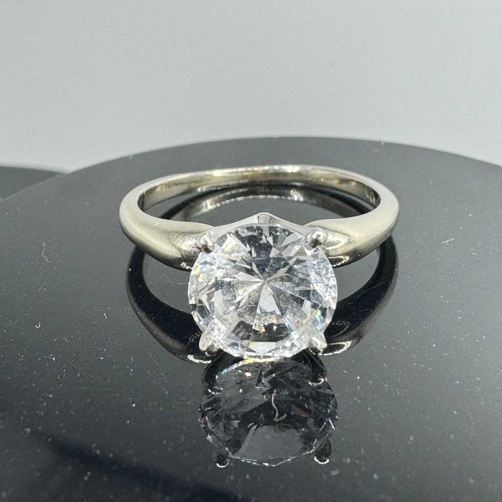 Solid 14k White Gold Ring with Moissanite or CZ /… - image 4