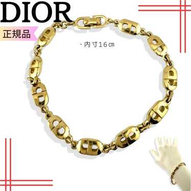 DIOR Bracelet Simple Chain Logo Gold Vintage