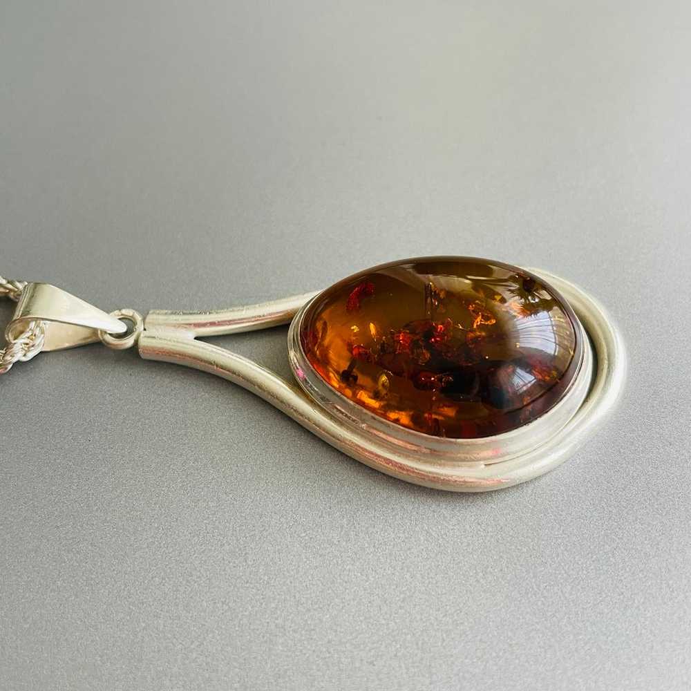 Natural Baltic Amber Large Modernist Vintage Pend… - image 3