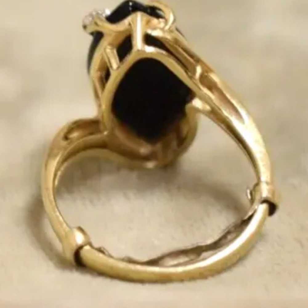 VINTAGE 14K WHITE AND YELLOW GOLD ONYX AND DIAMON… - image 2