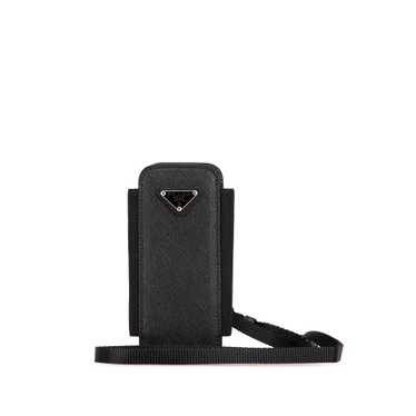 Black Prada Saffiano Phone Pouch With Strap Should