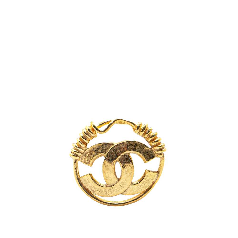 Gold Chanel Gold Plated CC Brooch - image 1