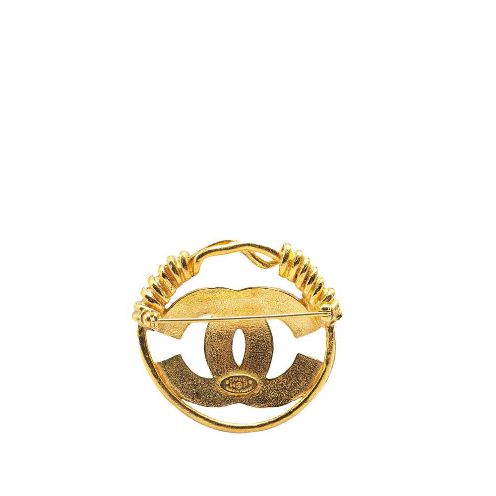 Gold Chanel Gold Plated CC Brooch - image 2