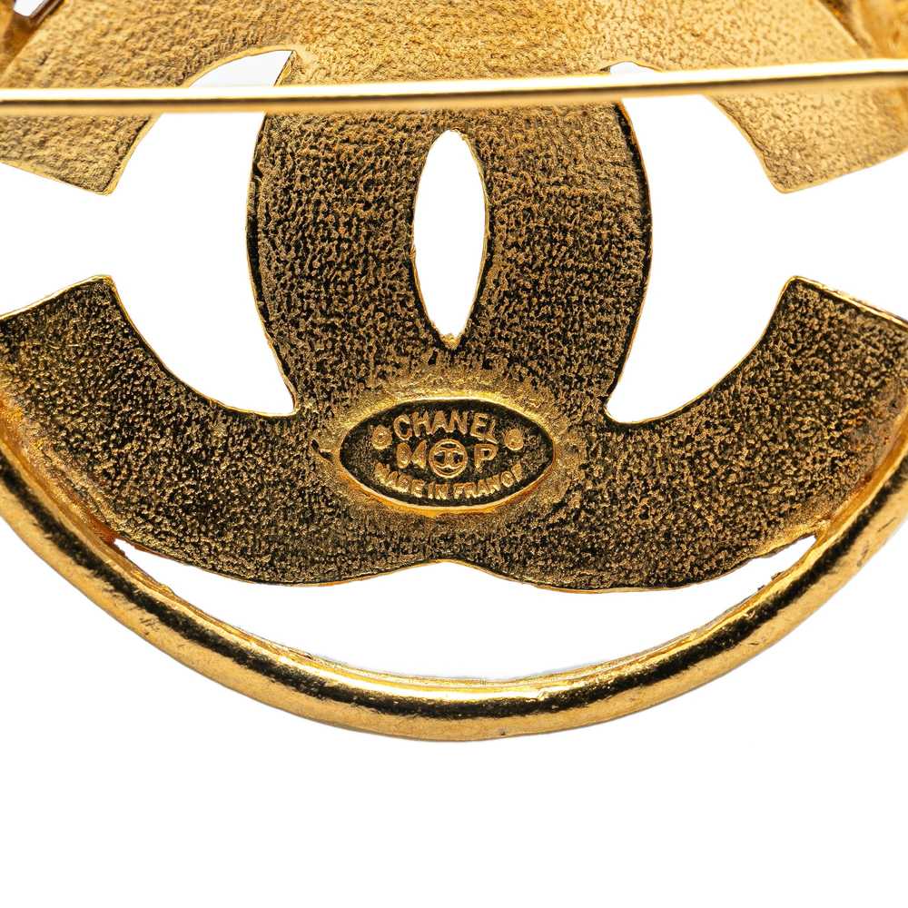 Gold Chanel Gold Plated CC Brooch - image 3