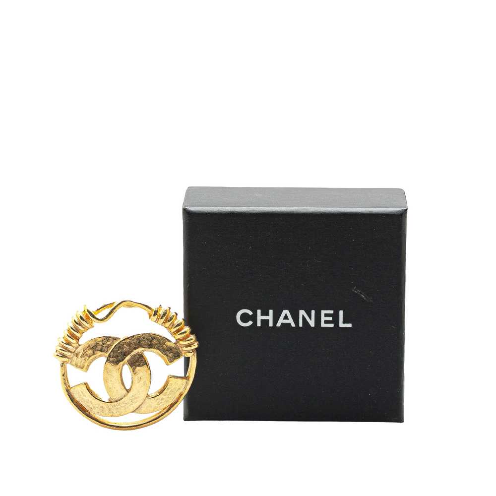 Gold Chanel Gold Plated CC Brooch - image 5