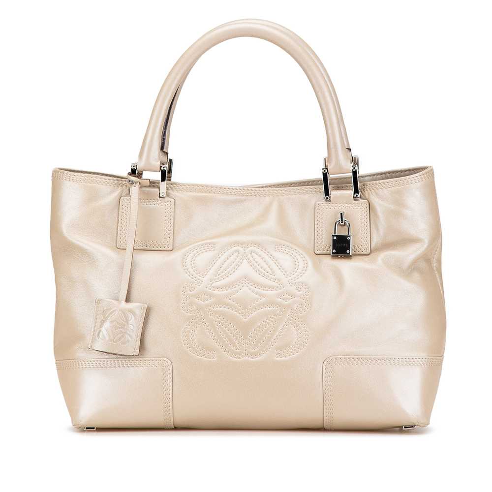 Beige LOEWE Metallic Calfskin Fusta 28 Tote - image 1