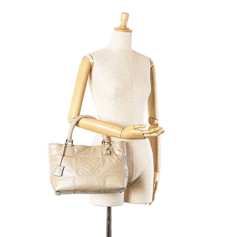 Beige LOEWE Metallic Calfskin Fusta 28 Tote - image 7