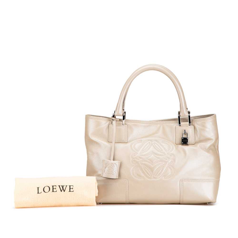 Beige LOEWE Metallic Calfskin Fusta 28 Tote - image 8