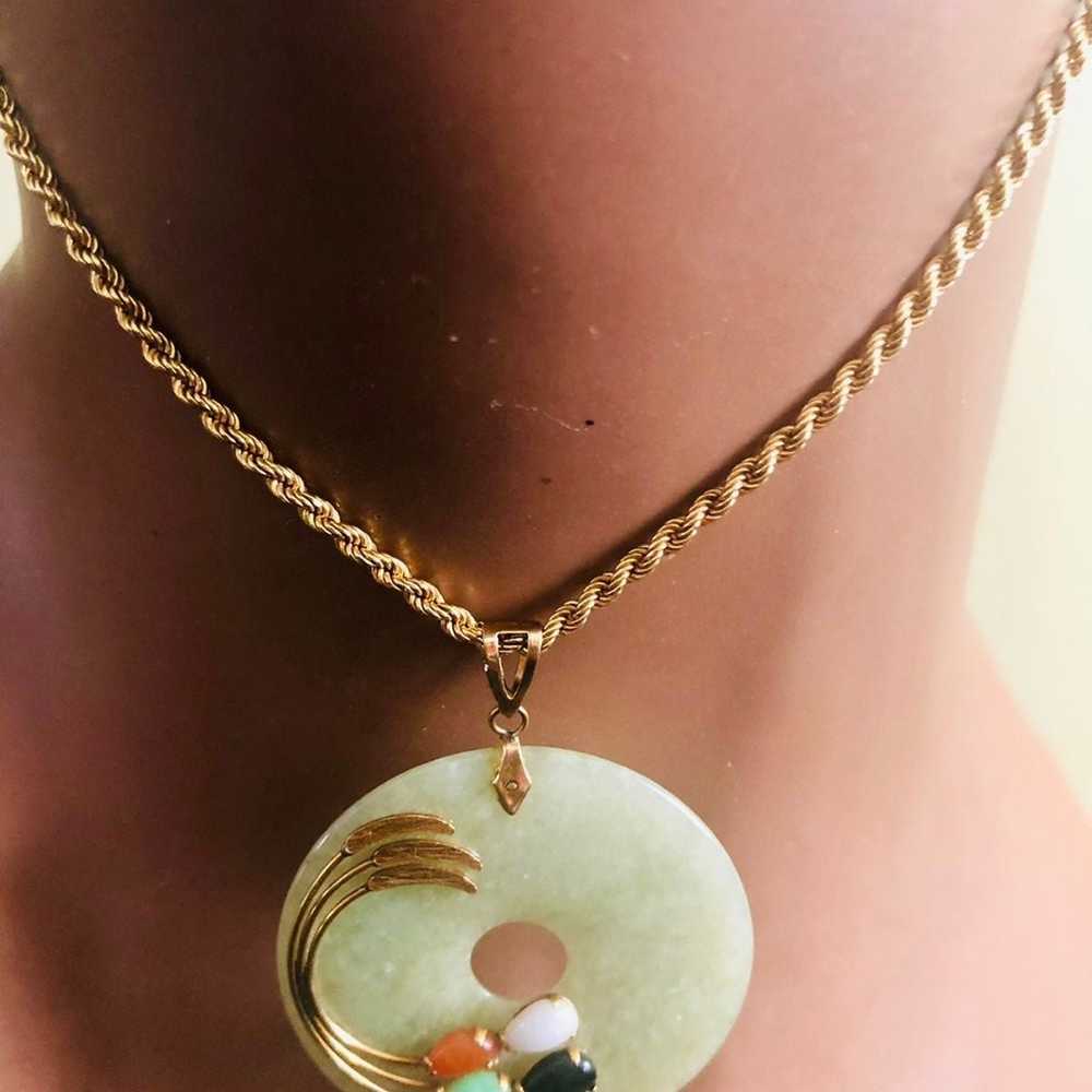 14k gold jade pendant - image 1