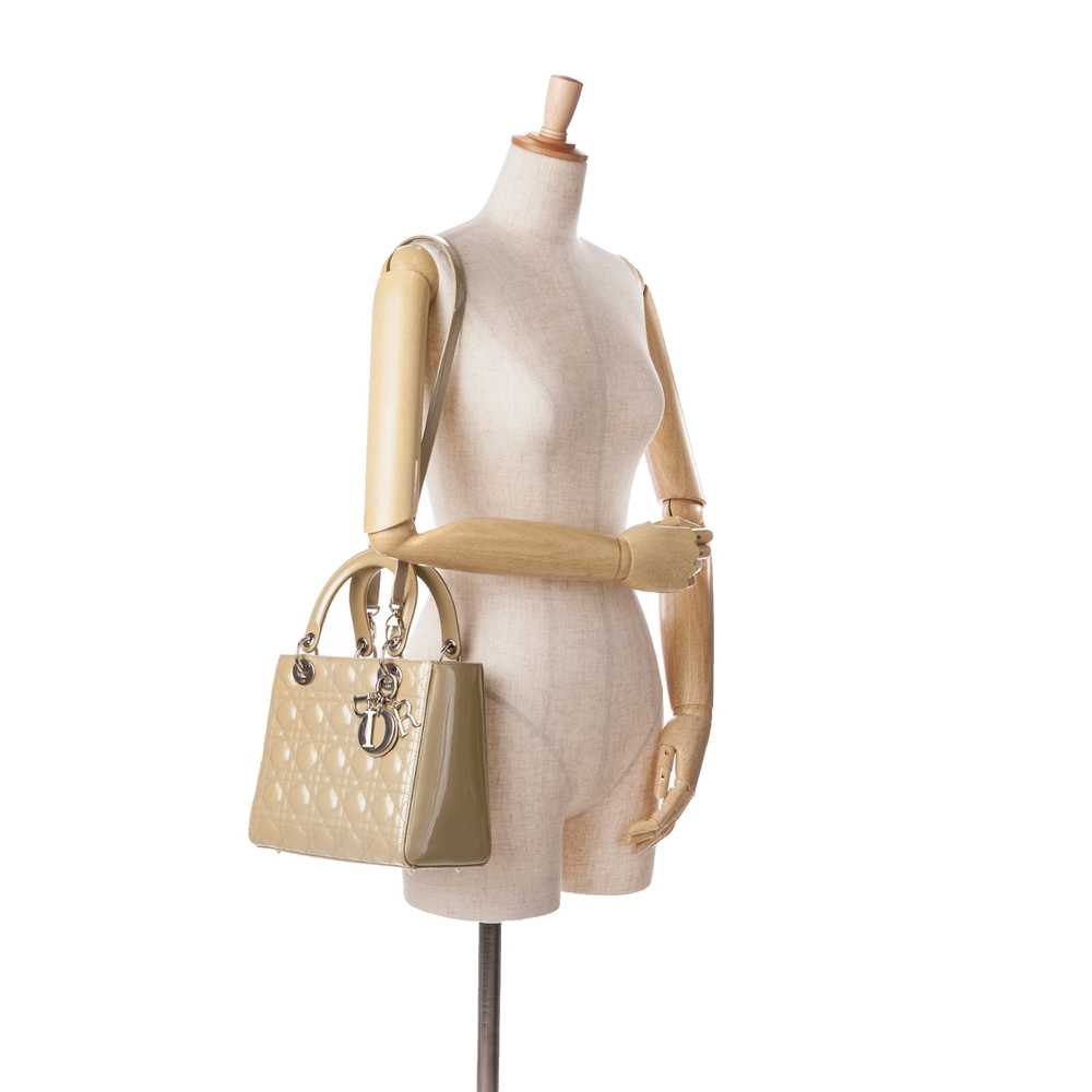 Beige Dior Medium Patent Cannage Lady Dior Satchel - image 8