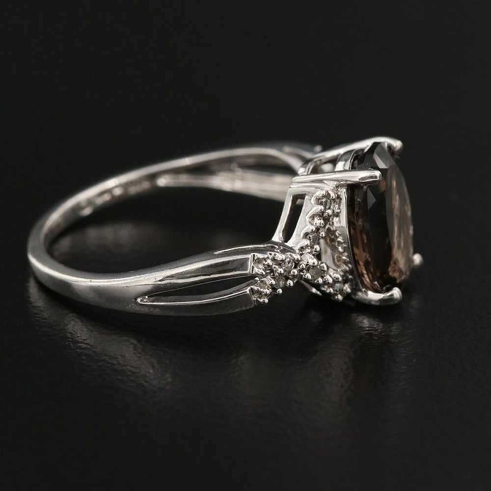 Sterling Silver Smoky Quartz and Diamond Vintage … - image 2