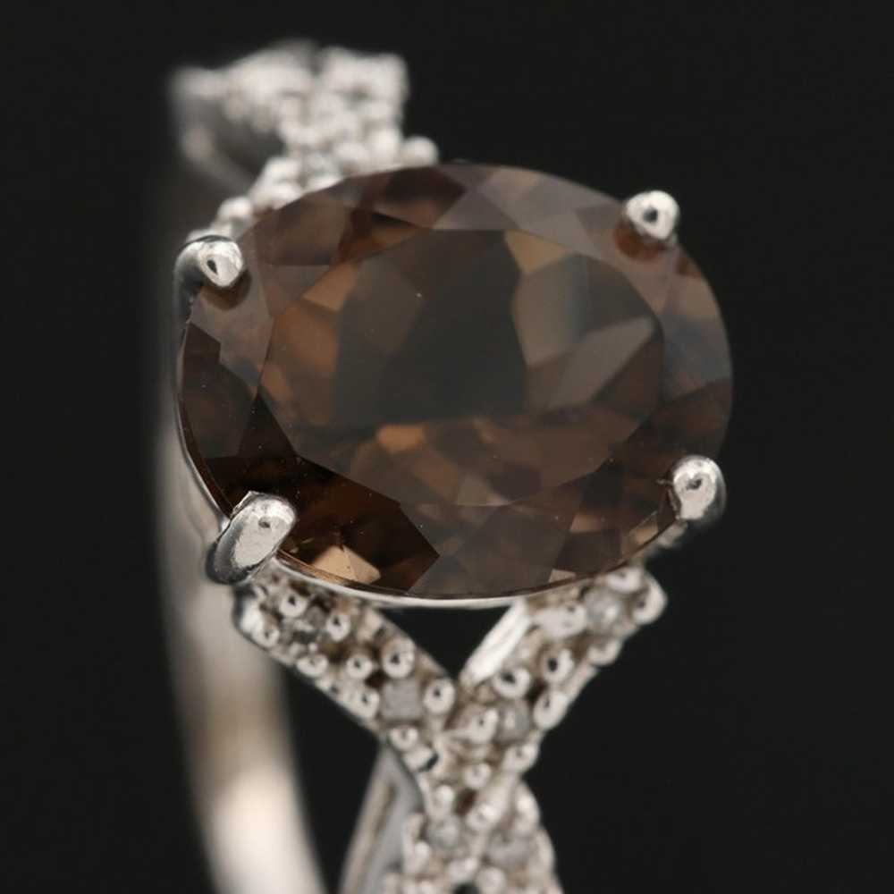 Sterling Silver Smoky Quartz and Diamond Vintage … - image 3