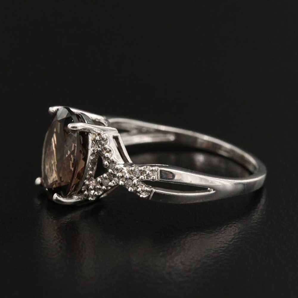 Sterling Silver Smoky Quartz and Diamond Vintage … - image 5