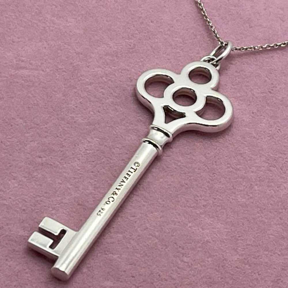 h136 Tiffany Crown Key Necklace Large Silver 925 - image 1