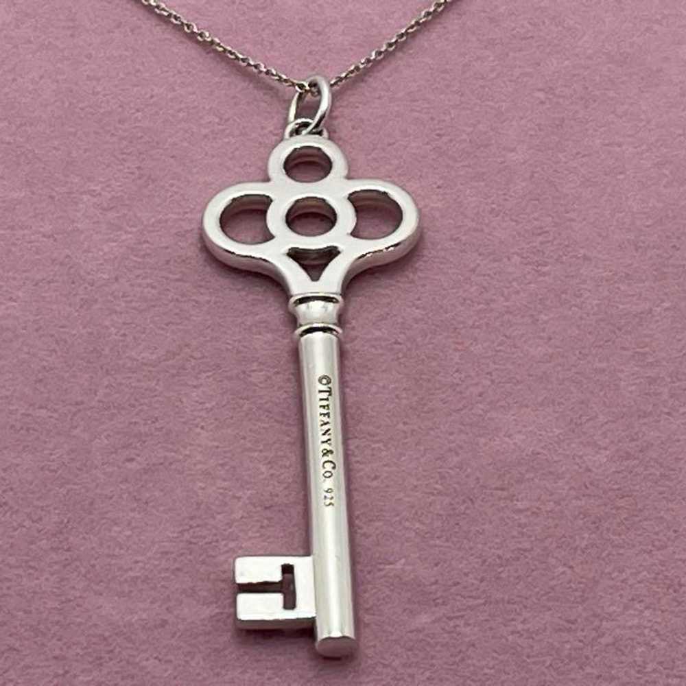 h136 Tiffany Crown Key Necklace Large Silver 925 - image 2