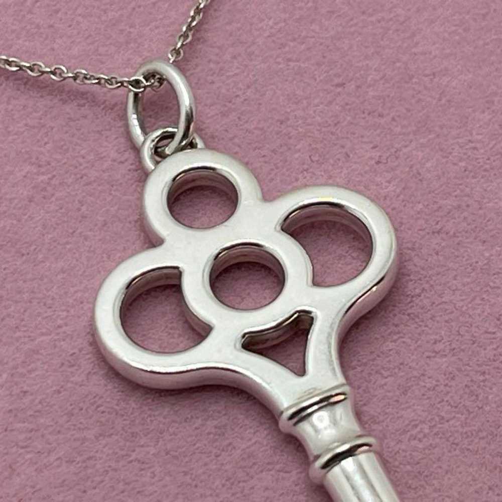 h136 Tiffany Crown Key Necklace Large Silver 925 - image 6