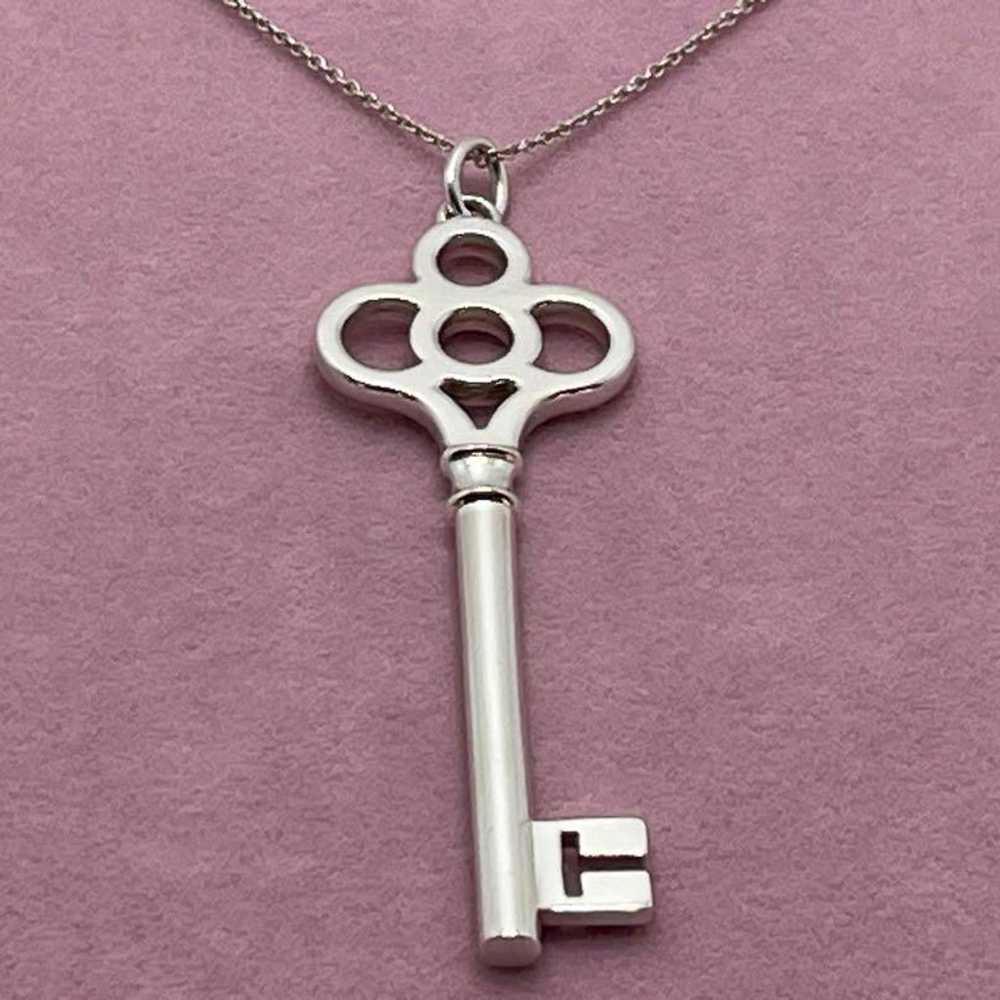 h136 Tiffany Crown Key Necklace Large Silver 925 - image 8