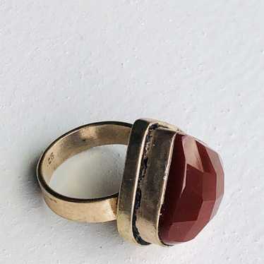 Vintage Sterling Ring with Bordeaux Gems - image 1