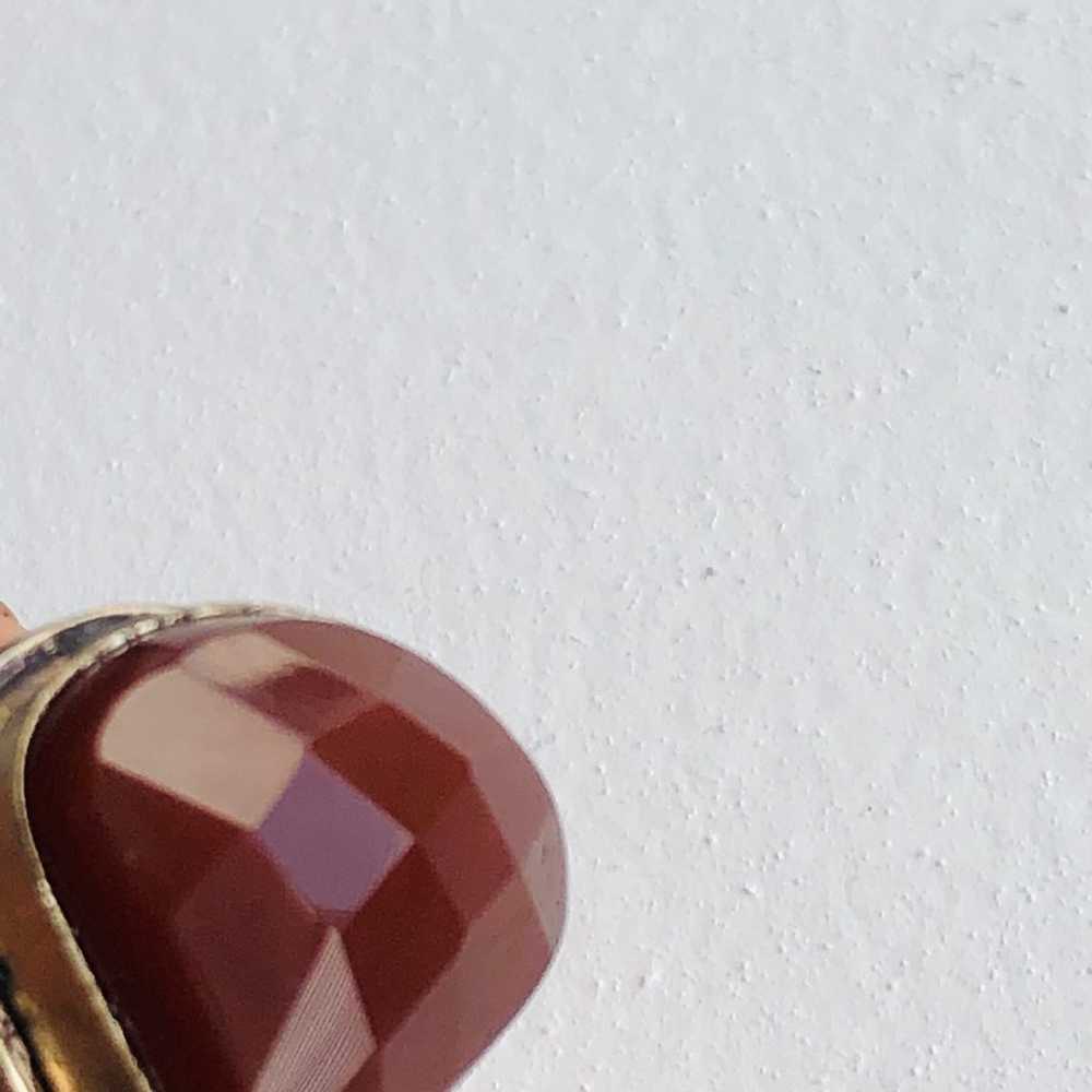 Vintage Sterling Ring with Bordeaux Gems - image 2