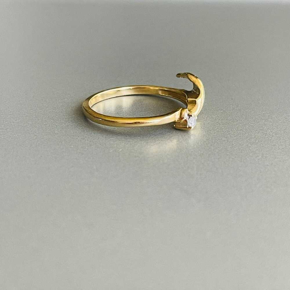 14k Gold Natural Diamond Leaf Swirl Design Ring V… - image 10