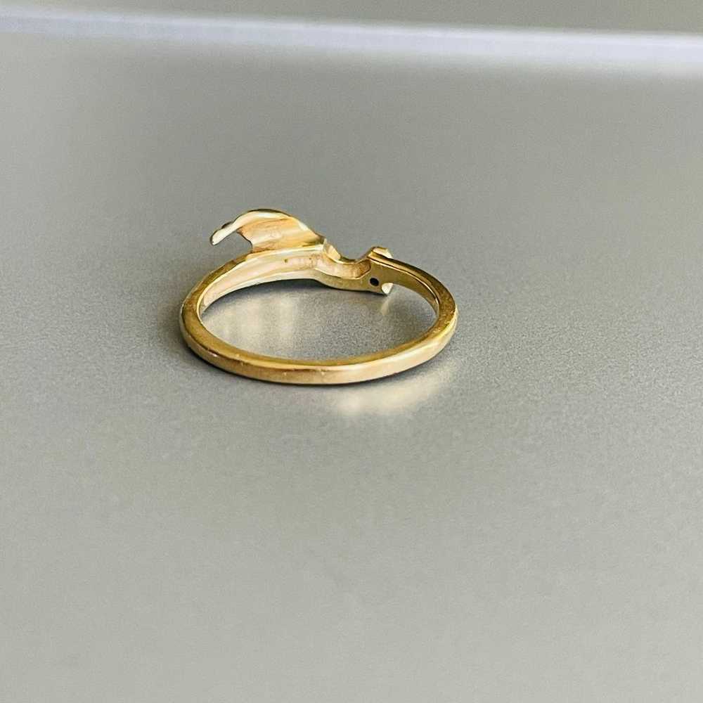 14k Gold Natural Diamond Leaf Swirl Design Ring V… - image 9