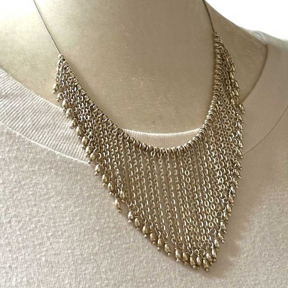 Sterling silver boho chic fringe necklace, vintag… - image 7