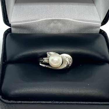 14k 14kt white gold Pearl ladies ring