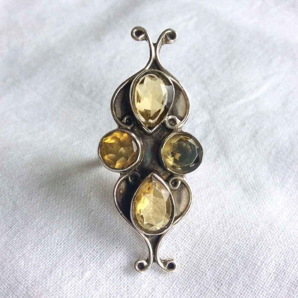 YELLOW APATITE ART DECO STATEMENT STERLING SILVER… - image 2