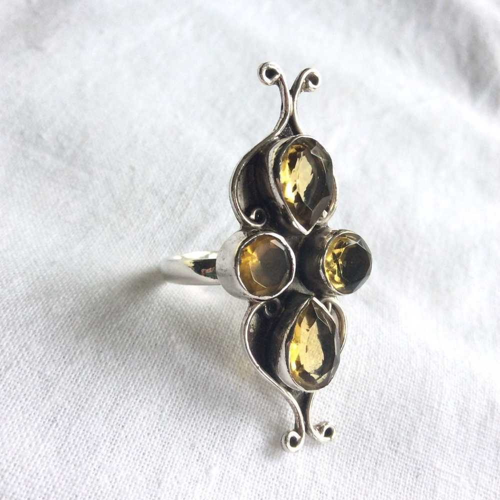 YELLOW APATITE ART DECO STATEMENT STERLING SILVER… - image 4