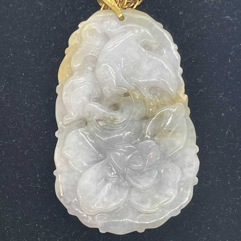 Exquisitely Carved Jade Pendant Necklace.  8550 - image 2