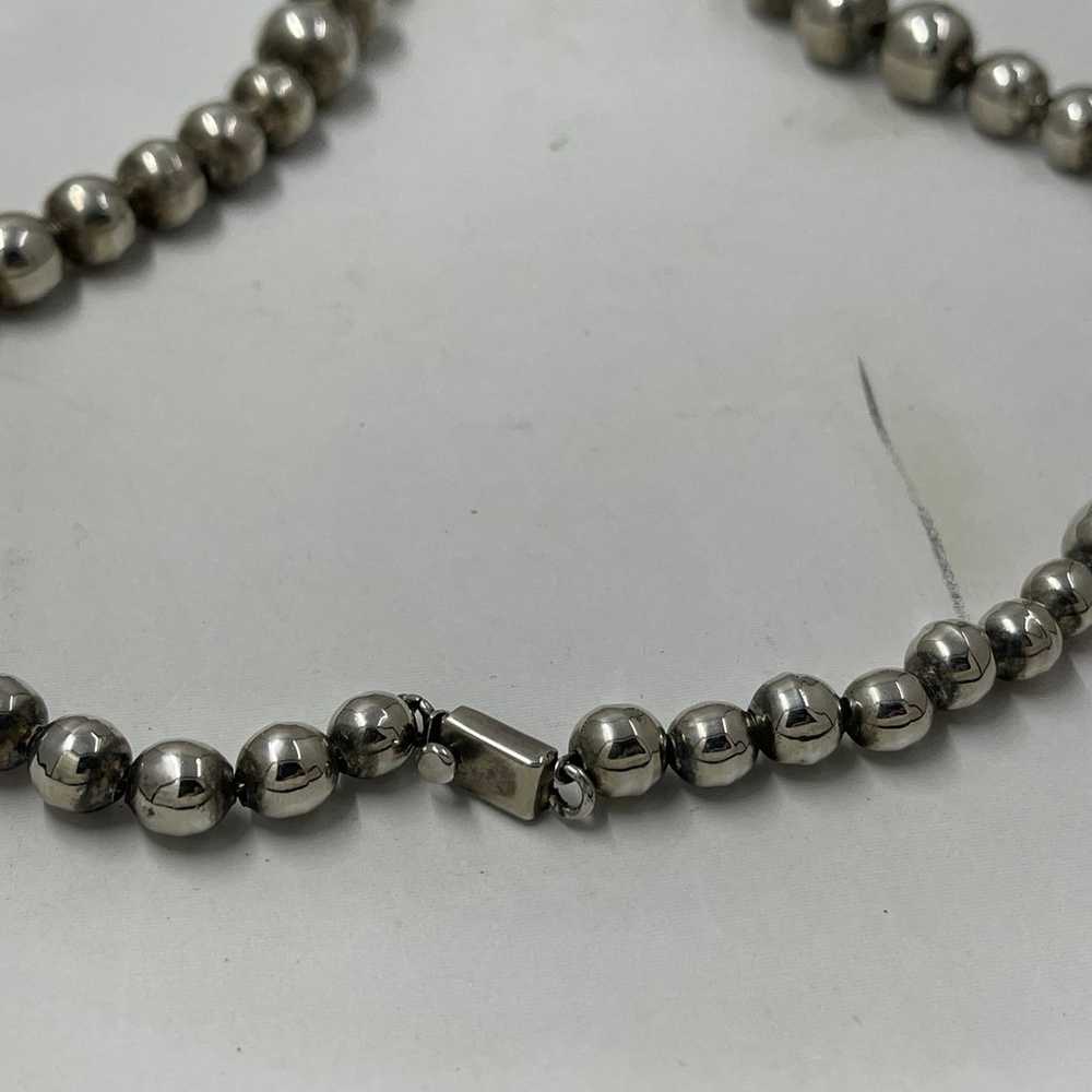 Vintage TAXCO Sterling Graduated Bead Necklace Si… - image 3