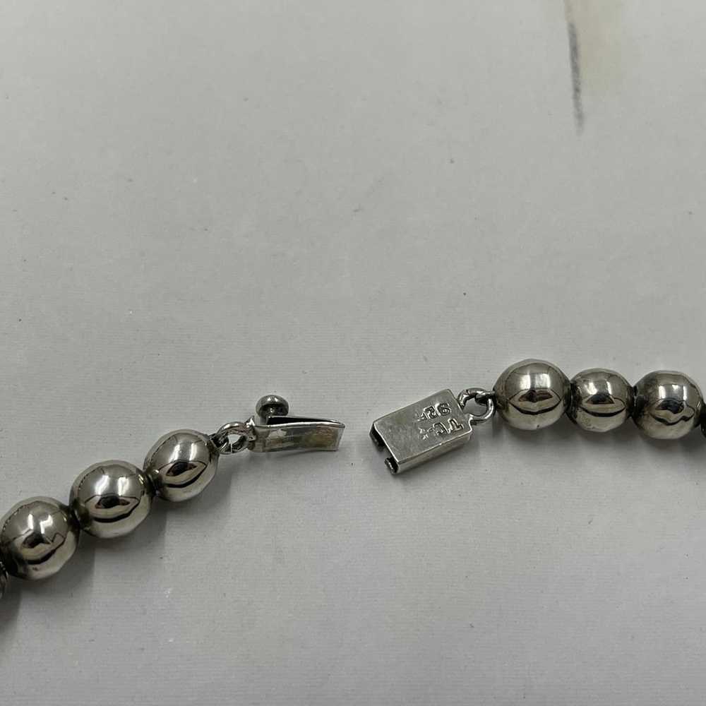 Vintage TAXCO Sterling Graduated Bead Necklace Si… - image 4