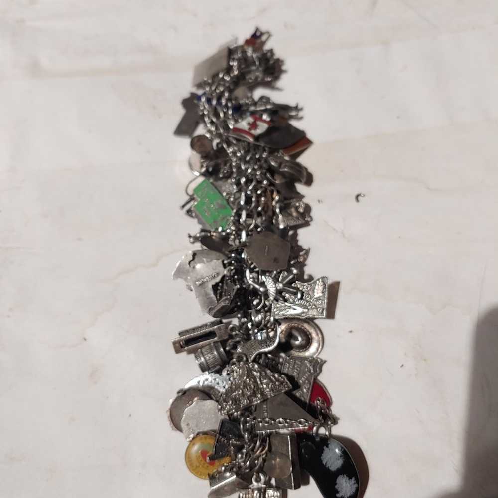 925 Sterling Silver Vintage Assorted Charms Link … - image 1