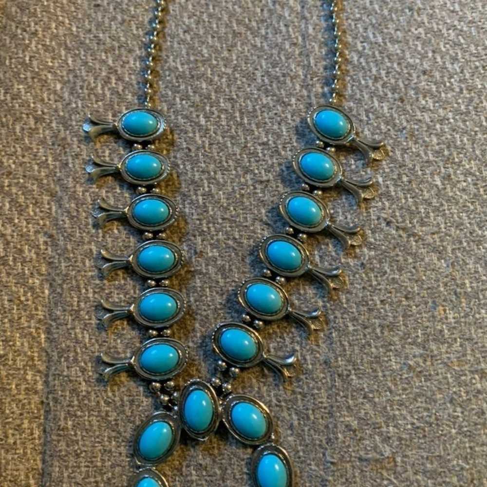 Vintage faux turquoise squash blossom - image 2