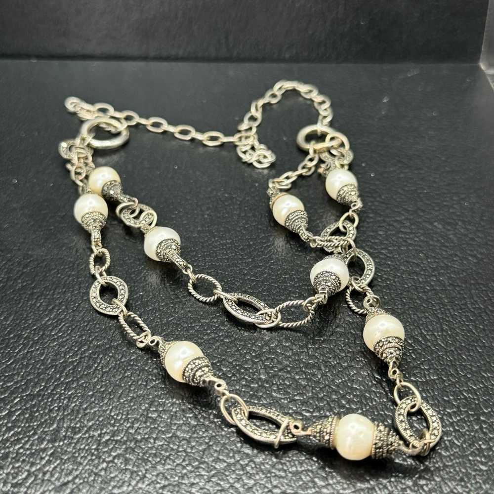 vintage statement sterling silver 925 real pearl … - image 1