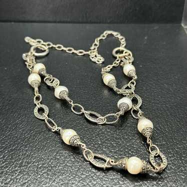 vintage statement sterling silver 925 real pearl … - image 1